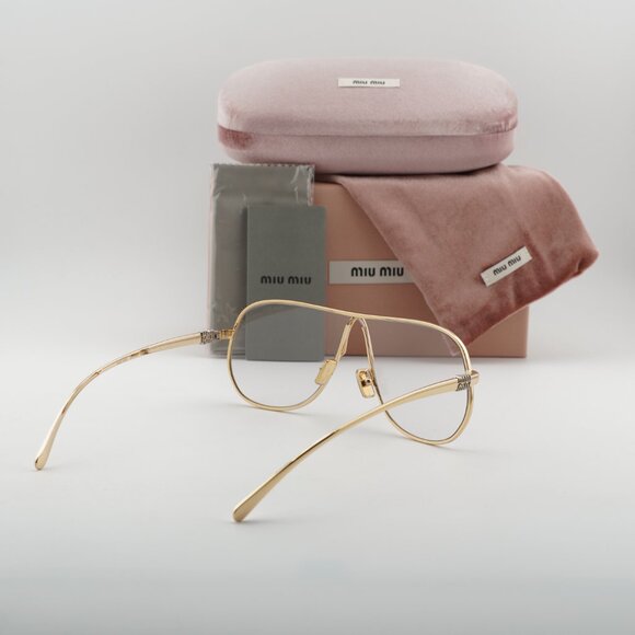 Miu Miu MUA56S 5AK08N Geometric Sunglasses – Gold/Clear Blue Light Block main image 6